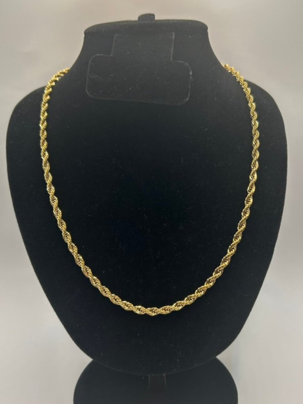 18k Real Gold Twisted Rope Chain 4mm Plated Necklace 22 Inch Mens Solid Clean